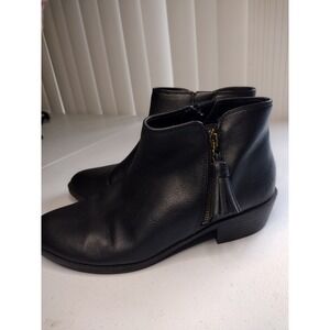 Zodiac Black Faux Leather Ankle Boots with Tassel‎ Detail Size 9